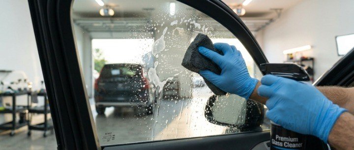 Cleaning sticky glue residue after you remove tinted window film from a car