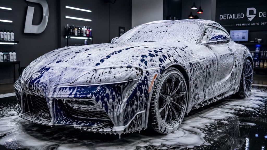 Prewash Guide Revealed: What Is a Car Prewash? 3 Major Pros and Cons prewash snow foam car detailing method banner