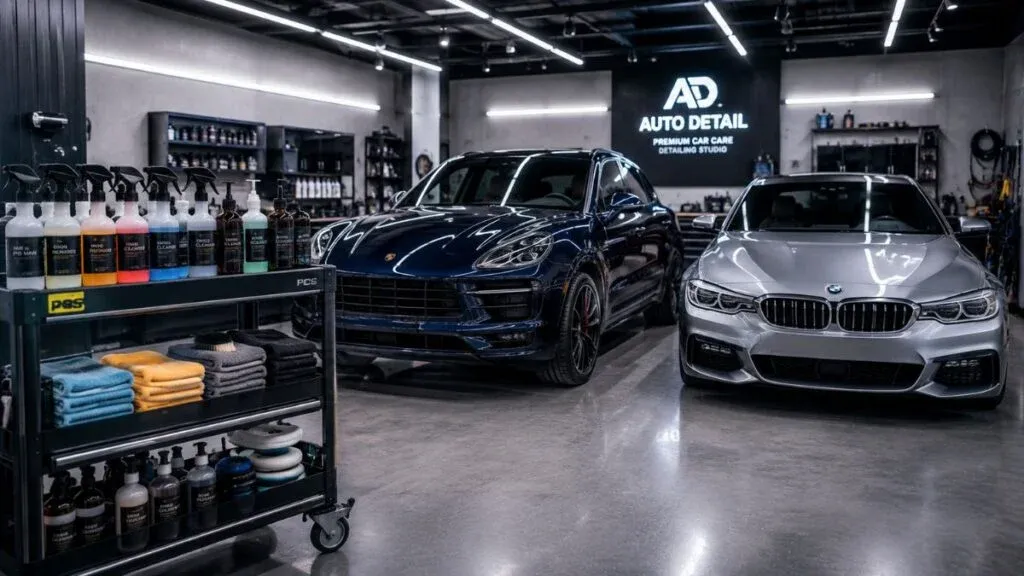 Clean price guide table breaking down car detailing cost by vehicle size and service level