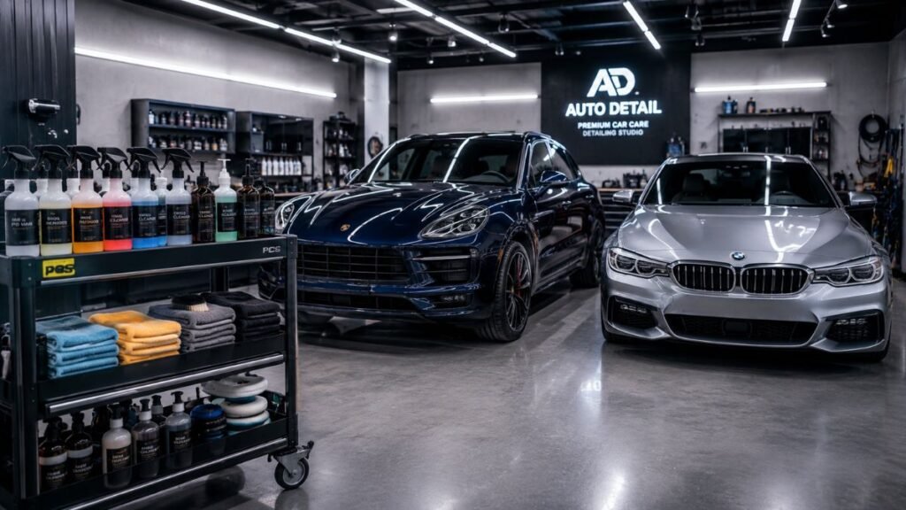 Clean price guide table breaking down car detailing cost by vehicle size and service level